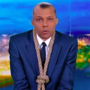 Stromae représenté la corde au cou dans C'est Canteloup