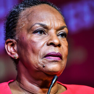 Christiane Taubira, candidate à l'élection présidentielle, est en meeting à Bordeaux le 27 janvier 2022.