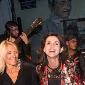 Exclusif - Jacqueline Veyssiere, Marie Sara, Caroline Barclay, Nicoletta, Framboise Holtz - Fête d'anniversaire de Caroline Barclay à La Chope des Puces à Saint-Ouen, Paris. Le 7 octobre 2019 © Cyril Moreau / Bestimage