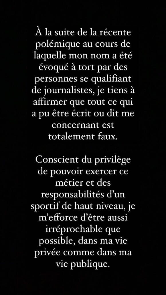 Le message de Presnel Kimpembe sur Instagram.