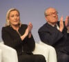Marine Le Pen et son père Jean-Marie Le Pen - Remise des glaives d'honneur lors du 15ème Congrès du Front National à Lyon. Le 29 novembre 2014
