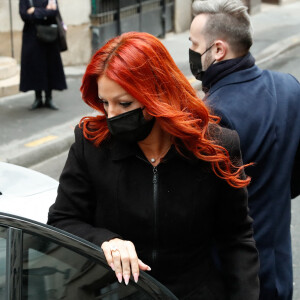 Cindy Sander - Arrivées aux obsèques de Thierry Mugler au temple protestant de l'Oratoire du Louvre à Paris.