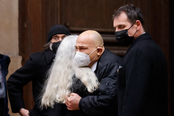 Krzysztof Leon Dziemaszkiewicz (compagnon du défunt) - Arrivées aux obsèques de Thierry Mugler au temple protestant de l'Oratoire du Louvre à Paris le 4 février 2022.