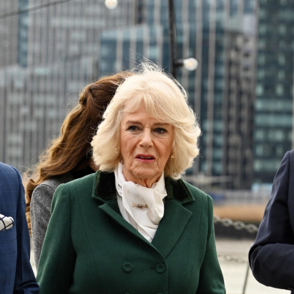 Le prince Charles et Camilla Parker Bowles, duchesse de Cornouailles, à leur arrivée à la Fondation "Trinity Buoy Wharf" à Londres, le 3 février 2022.