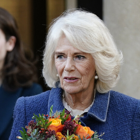 Camilla Parker Bowles, duchesse de Cornouailles, visite la chapelle de Marlborough (1817) transformée en cinéma ("Parade"), le 2 décembre 2021.