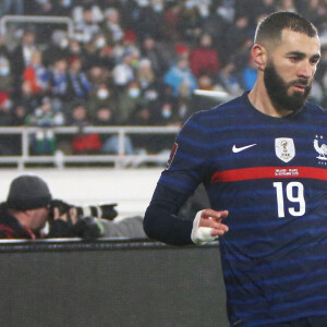 Karim Benzema - L'équipe de France bat la Finlande (2 - 0) lors des éliminatoires pour la Coupe du monde. Helsiniki. Le 16 novembre 2021. © Laurent Lairys / Panoramic / Bestimage