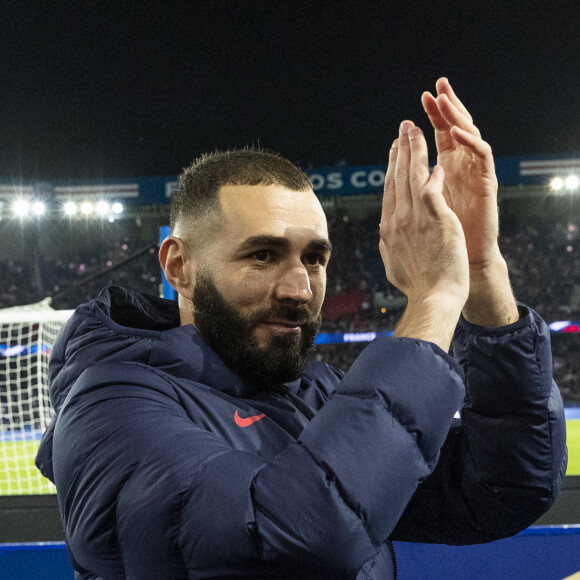 Karim Benzema lors du match de football de qualification pour la Coupe du monde 2022 entre la France et le Kazakhstan au stade Parc des Princes à Paris, France, le 13 novembre 2021. La France a gagné 8-0. © Cyril Moreau/Bestimage