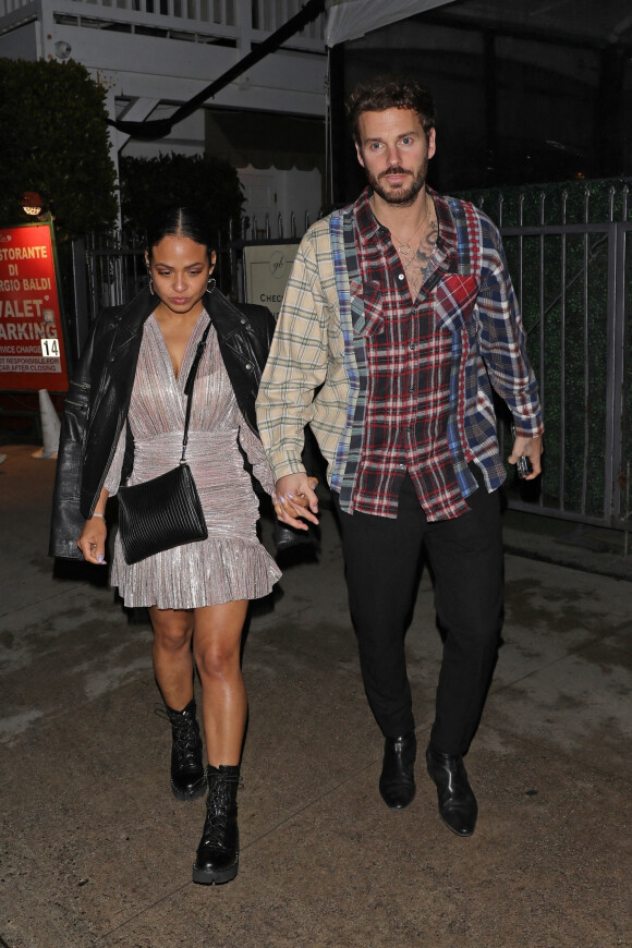 Exclusif - Matt Pokora (M. Pokora) et sa femme Christina Milian ont dîné avec Tony Parker au restaurant Giorgio Baldi à Santa Monica le 9 janvier 2021.