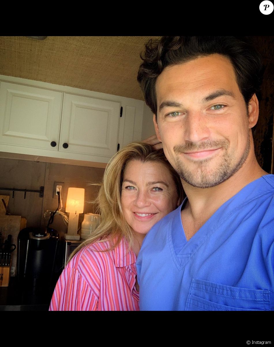 Giacomo Gianniotti (Andrew DeLuca) et Ellen Pompeo (Meredith Grey) sur le tournage de Grey's Anatomy
