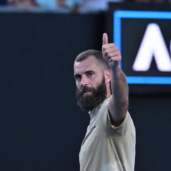 Benoît Paire face à Grigor Dimitrov lors de l'Open d'Australie. Melbourne, le 19 janvier 2022.