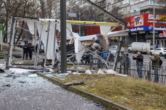 La ville de Kiev en alerte après les premières explosions des forces russes, qui commencent leur l'invasion de l'Ukraine. Le 24 février 2022.