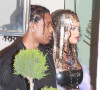 Rihanna, enceinte, et son compagnon ASAP Rocky à la sortie de leur hôtel lors de la Fashion Week de Milan, le 24 février 2022.