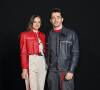 Charlotte Sine et son compagnon Charles Leclerc dans les backstage du défilé de mode automne-hiver "Ferrari" lors de la fashion week de Milan.