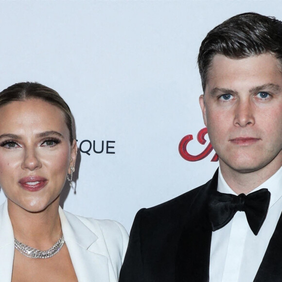 Scarlett Johansson, Colin Jost au photocall de la cérémonie de la 35ème édition des "American Cinematheque Awards" à Los Angeles, le 18 novembre 2021. 