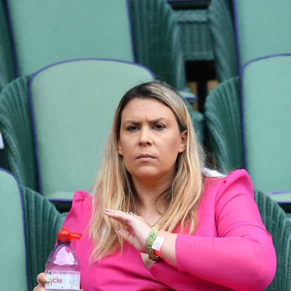 Marion Bartoli et son mari Yahya Boumediene dans les tibunes du tournoi de tennis de Wimbledon au All England Lawn Tennis and Croquet Club à Londres, Royaume Uni, le 10 juillet 2021. © Antoine Couvercelle/Panoramic/Bestimage