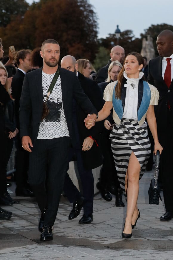 Justin Timberlake, sa femme Jessica Biel - Arrivées au défilé de mode PAP femme printemps-été 2020 Louis Vuitton à Paris. Le 1er octobre 2019 © Veeren Ramsamy-Christophe Clovis / Bestimage 