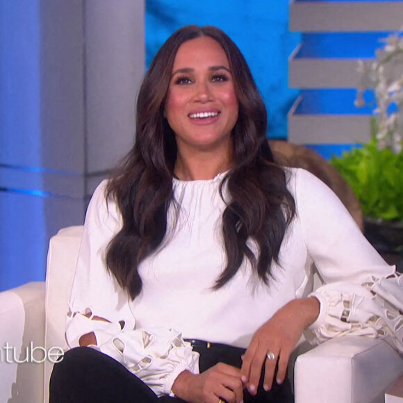 Meghan Markle sur le plateau de l'émission "The Ellen Show" à Los Angeles, le 17 novembre 2021.