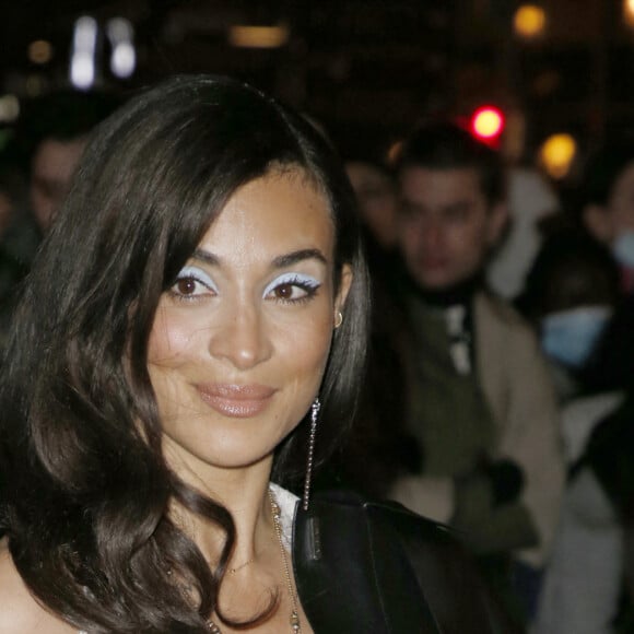 Camélia Jordana arrive à la Paris La Défense Arena pour assister au défilé Givenchy, collection automne/hiver 2022-2023. Paris, le 6 mars 2022. © Christophe Aubert via Bestimage