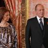 La reine Sofia et Juan Carlos au Palais Zarzuela à Madrid le 14 janvier 2010