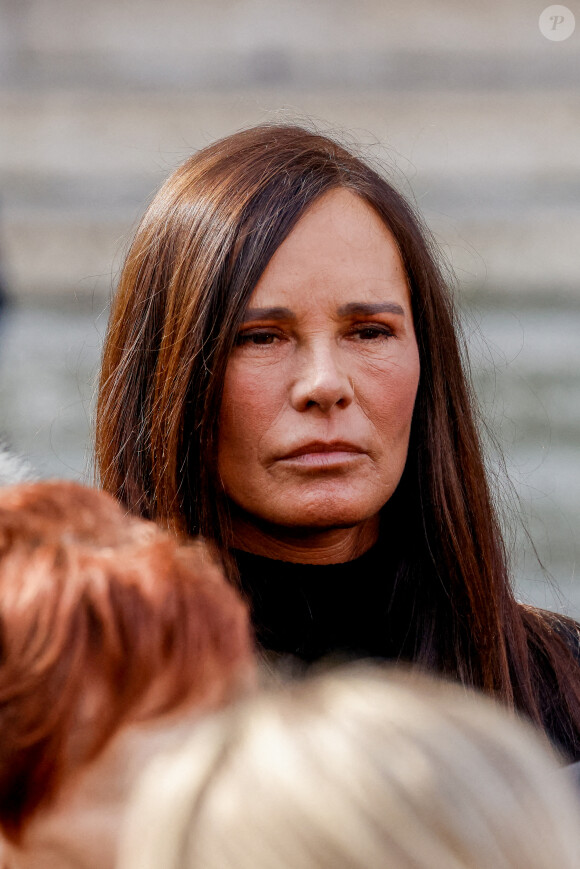 Nathalie Marquay - Obsèques de Jean-Pierre Pernaut en la Basilique Sainte-Clotilde à Paris le 9 mars 2022.