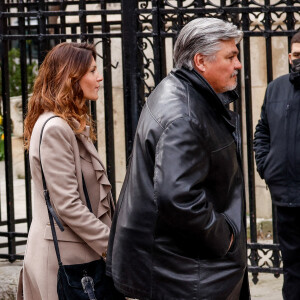 David Douillet et sa femme Vanessa - Obsèques de Jean-Pierre Pernaut en la Basilique Sainte-Clotilde à Paris le 9 mars 2022. © Cyril Moreau / Bestimage