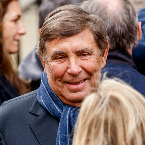 Jean-Pierre Foucault - Obsèques de Jean-Pierre Pernaut en la Basilique Sainte-Clotilde à Paris le 9 mars 2022. © Cyril Moreau / Bestimage