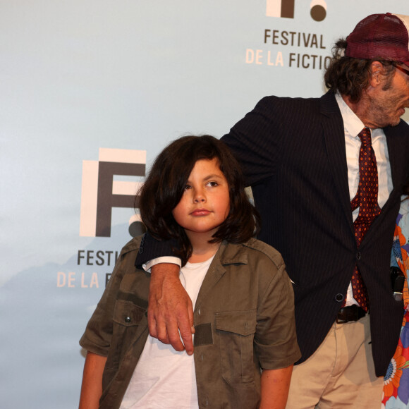 Romane Bohringer, Philippe Rebbot et leurs enfants Raoul et Rose - Projection des trois premiers épisodes de la fiction "L'amour flou" lors de la 23e édition du Festival de la Fiction TV de la Rochelle. Le 15 septembre 2021. © Jean-Marc Lhomer/Bestimage