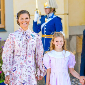 La princesse Victoria de Suède, le prince Daniel, la princesse Estelle, le prince Oscar - La famille royale suédoise au baptême du prince Julian, duc de Halland au château de Drottningholm sur l'île de Lovön à Ekero en Suède le 14 août 2021