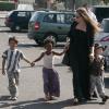 Angelina Jolie avec Pax, Zahara et Shiloh