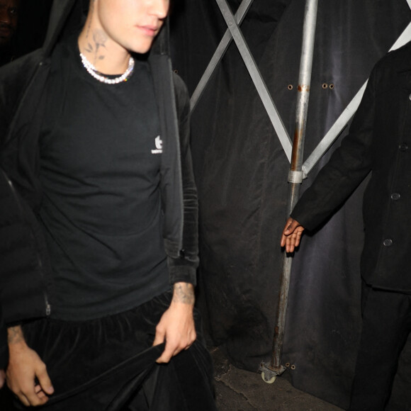 Justin Bieber et sa femme Hailey Bieber à la sortie de sa soirée au club "The Nice Guy" à Los Angeles, le 8 mars 2022.