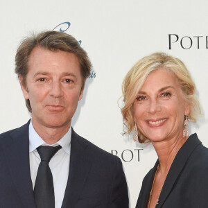 Michèle Laroque et son compagnon François Baroin - Soirée du 90ème anniversaire de Line Renaud sur le Bateau Potel et Chabot "Pavillon Seine" à Paris le 2 juillet 2018. © Coadic Guirec/Bestimage