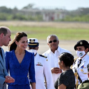 Le prince William, duc de Cambridge, et Catherine (Kate) Middleton, duchesse de Cambridge, arrivent à Belize dans le cadre de leur visite officielle dans les Caraïbes pour marquer le jubilé de platine de la reine. Bélize City, le 19 mars 2022.