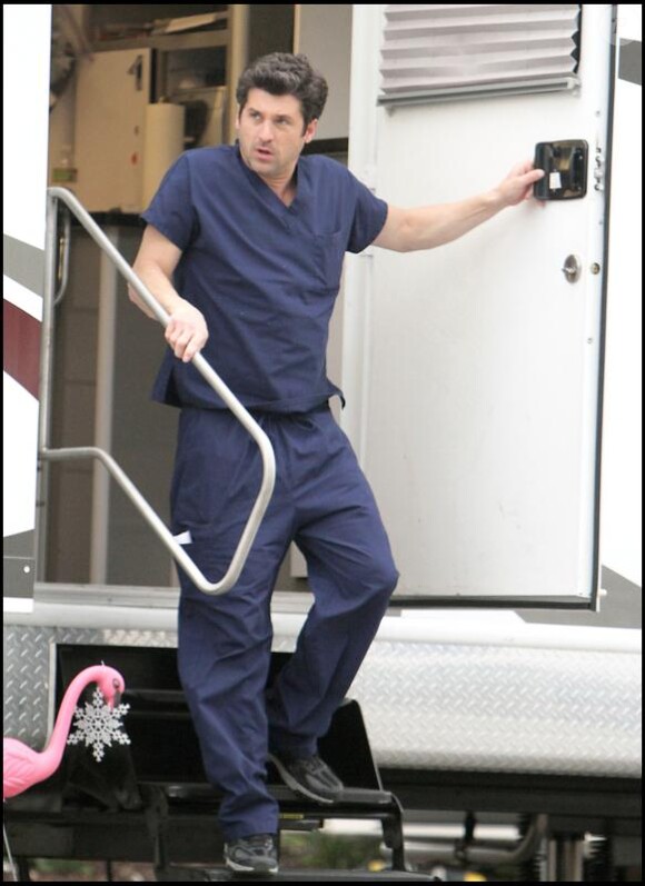 Patrick Dempsey lors du tournage de Grey's Anatomy le 17 janvier 2010 à Los Angeles