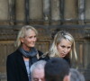 Marion Maréchal-Le Pen et sa mère Yann Le Pen - Obsèques de Roger Auque en l'église Saint-Germain-des-Près à Paris le 12 septembre 2014.