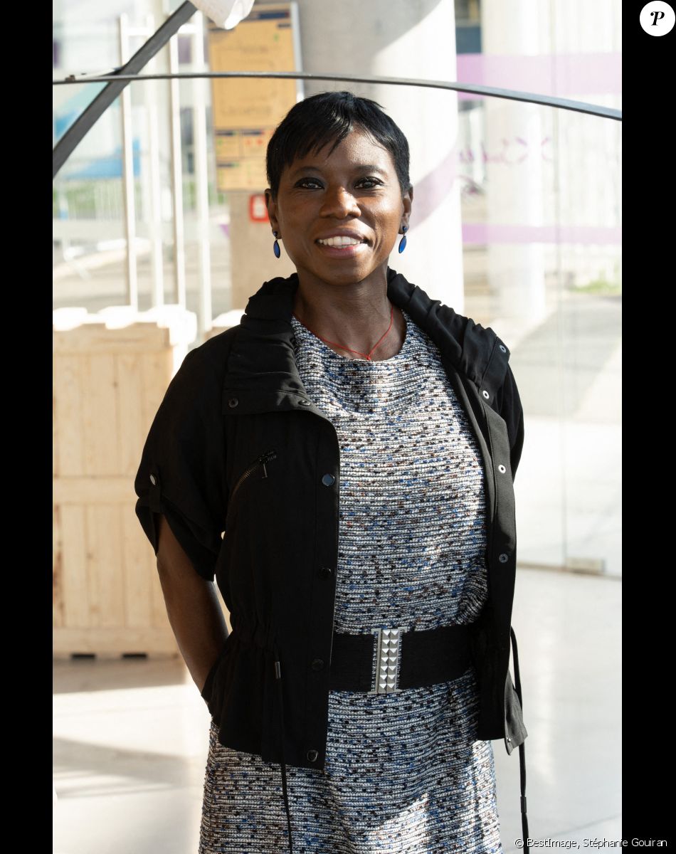 Surya Bonaly, marraine des mondiaux de patinage artistique lors de la présentation de la sculpture de l'artiste Pierre Larauza, le sculpteur à Montpellier, France. © Stéphanie Gouiran/Panoramic/Bestimage