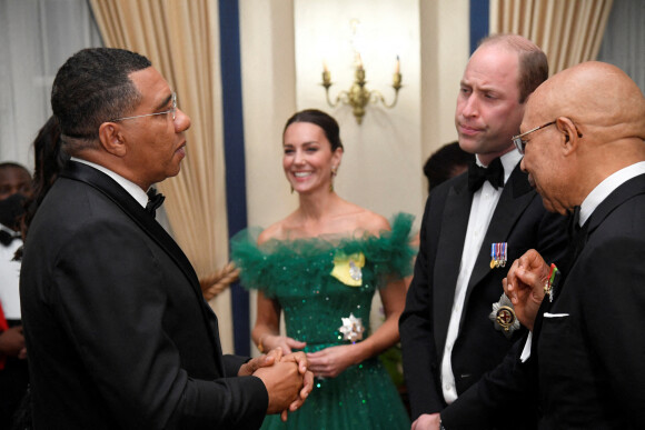 Kate Middleton et le prince William - Réception organisée à la King's House de Kingston, en Jamaïque. Le 23 mars 2022. @ Toby Melville/PA Wire/ABACAPRESS.COM