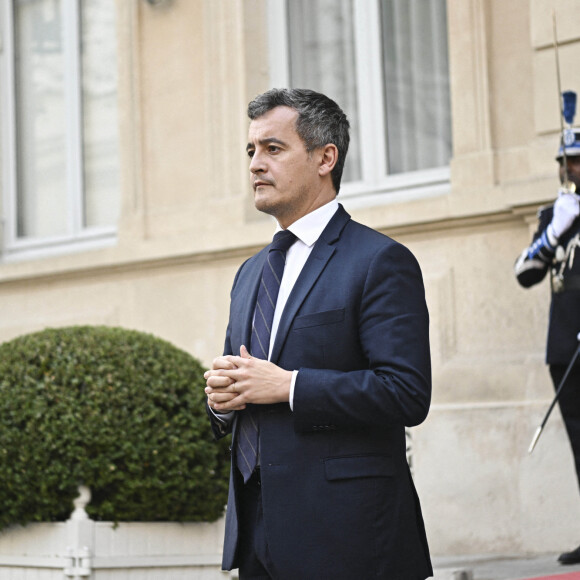 Gérald Darmanin, ministre de l'Intérieur lors de la cellule de crise sur l'accueil des réfugiés ukrainiens en France au ministère de l'intérieur hôtel de Beauvau, à Paris, France, le 22 mars 2022
