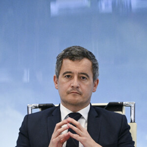Gérald Darmanin, ministre de l'Intérieur lors de la cellule de crise sur l'accueil des réfugiés ukrainiens en France au ministère de l'intérieur hôtel de Beauvau, à Paris, France, le 22 mars 2022