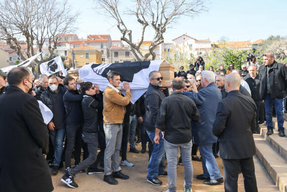 The funeral of Yvan Colonna was celebrated in the Latin church of his family village of Cargese, in Corsica. Hundreds of people gathered around the Colonna family to pay their last respects to the nationalist activist. Before reaching the church, the procession walked through the streets of the village. The burial took place in the strictest privacy in the family chapel at the entrance of the village. March 25, 2022. Photo by Shootpix/ABACAPRESS.COM 