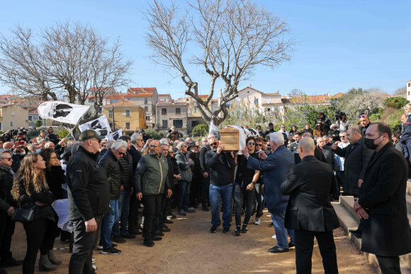 The funeral of Yvan Colonna was celebrated in the Latin church of his family village of Cargese, in Corsica. Hundreds of people gathered around the Colonna family to pay their last respects to the nationalist activist. Before reaching the church, the procession walked through the streets of the village. The burial took place in the strictest privacy in the family chapel at the entrance of the village. March 25, 2022. Photo by Shootpix/ABACAPRESS.COM 