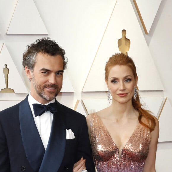 Jessica Chastain et son mari Gian Luca Passi de Preposulo - 94e édition de la cérémonie des Oscars à Los Angeles, le 27 mars 2022. © Future-Image via Zuma Press/Bestimage