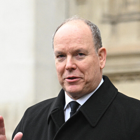 Le prince Albert II de Monaco - Service d'action de grâce en hommage au prince Philip, duc d'Edimbourg, à l'abbaye de Westminster à Londres, le 29 mars 2022. Le prince Philip, duc d'Edimbourg, est décédé le 9 avril 2021.