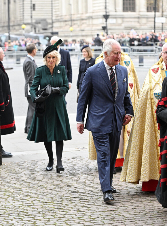 Le Prince Charles, Camilla Parker Bowles, duchesse de Cornouailles - Arrivées de la famille royale d'Angleterre au Service d'action de grâce en hommage au prince Philip, duc d'Edimbourg, à l'abbaye de Westminster à Londres. Le 29 mars 2022
