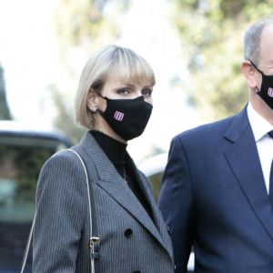 La princesse Charlène de Monaco, le prince Albert II - Cérémonie d'hommage national aux victimes de l'attentat terroriste du 29 octobre 2020 au sommet de la Colline du Château à Nice le 7 novembre 2020. © Patrick Aventurier / Pool / Bestimage