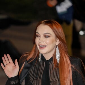 Lindsay Lohan à la sortie du défilé de mode prêt-à-porter automne-hiver 2019/2020 "Saint Laurent" à Paris le 26 février 2019. © CVS / Veeren / Bestimage 