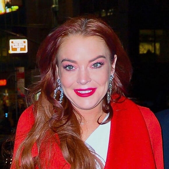 Lindsay Lohan arrive à la soirée Magic Hour sur un rooftop à New York, le 7 janvier 2019.  New York, NY