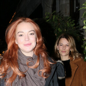 Lindsay Lohan à la sortie du restaurant Scott à Mayfair à Londres. Le 23 février 2018 