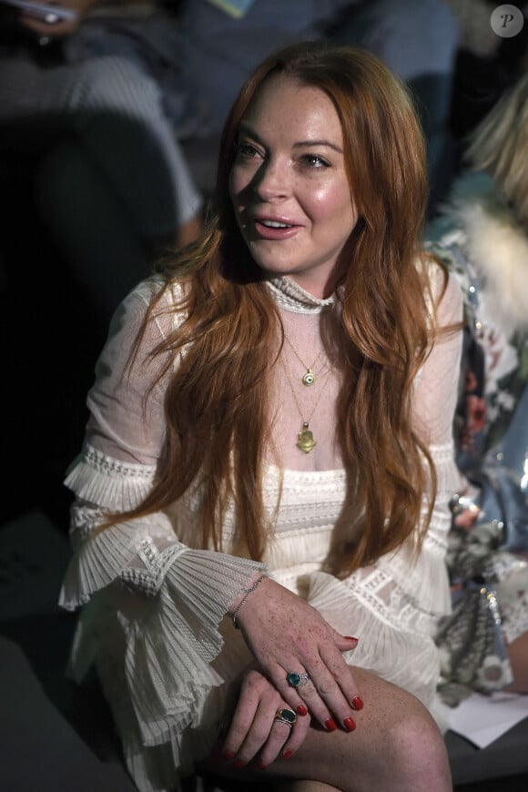 Lindsay Lohan au défilé "Malne" à la Madrid Fashion Week, le 17 septembre 2017. 