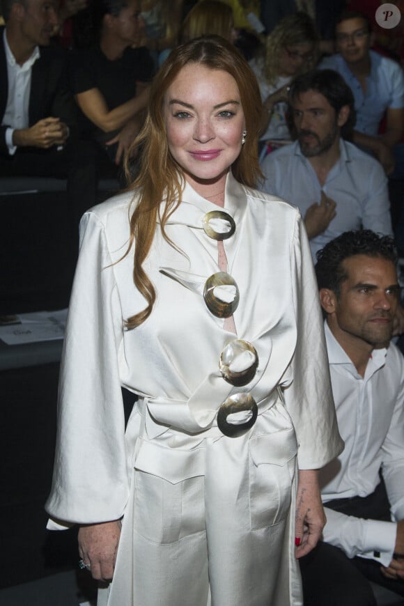 Lindsay Lohan au défilé Devota & Lomba lors de la Fashion Week de Madrid, Espagne, le 15 septembre 2017.