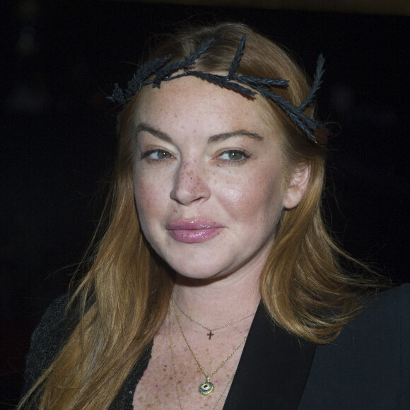 Lindsay Lohan au défilé Malne lors de la Fashion Week de Madrid, Espagne, le 12 septembre 2017.